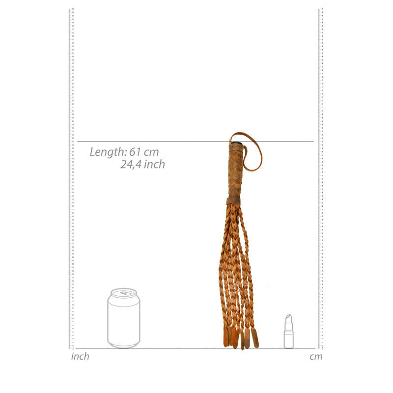 Ouch! italian leather 7" braided tails - flogger - Product top view  | Flirtybay.com.au